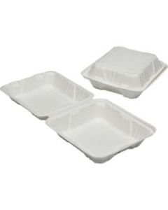 SKILCRAFT Hinged Lid Square Food Tray - Microwave Safe - White - Wood Pulp Body - 200 / Carton - TAA Compliant