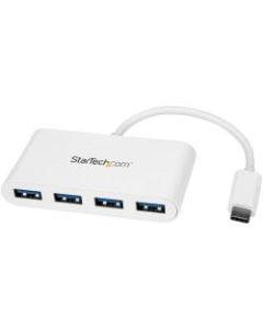 StarTech.com 4 Port USB C Hub with 4x USB-A (USB 3.0 SuperSpeed 5Gbps) - USB Bus Powered - Portable/Laptop USB Type-C Adapter Hub - White