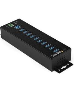 StarTech.com 10 Port USB Hub w/ Power Adapter - Metal Industrial USB 3.0 Data Hub - Din Rail, Wall & Desk Mount USB 3.1 Gen 1 5Gbps Hub