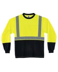 Ergodyne GloWear 8291BK Type-R Class 2 Long-Sleeve T-Shirt, 5X, Black/Lime