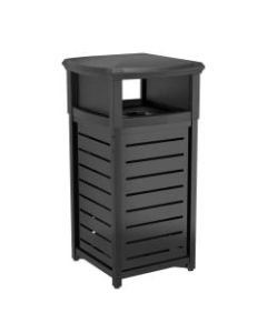 Suncast Commercial Square Metal Trash Can With 2-Way Lid, 30 Gallon, Black