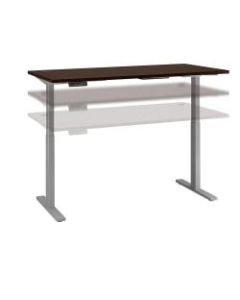 Bush Business Furniture Move 60 Series 72inW x 30inD Height Adjustable Standing Desk, Mocha Cherry/Cool Gray Metallic, Standard Delivery
