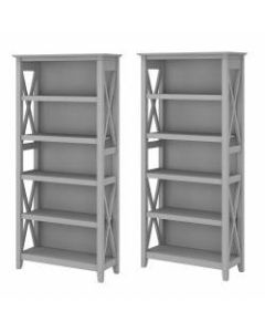 Bush Furniture Key West 5-Shelf Bookcase Set, Cape Cod Gray, Standard Delivery
