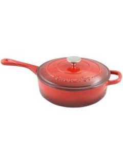 Crock-Pot Artisan 3.5-Quart Enameled Cast Iron Saute Pan, Scarlet Red