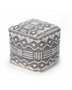 Anji Mountain Tucumcari Pouf Ottoman, Gray/Ivory