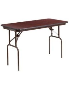 Flash Furniture High-Pressure Folding Banquet Table, 30inH x 24inW x 48inD, Mahogany