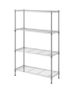 Lorell Light-Duty Wire Shelving - 4 Tier(s) - 54in Height x 36in Width x 14in Depth - Floor - Sturdy - Silver - Plastic, Metal, Steel - 1 Each