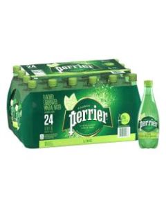 Perrier Sparkling Natural Mineral Water with Lime Flavor, 16.9 Oz, Case Of 24 Plastic Bottles