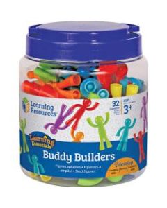 Learning Resources Ages 3+ Buddy Builders Set - Skill Learning: Eye-hand Coordination, Motor Skills, Visual, Imagination, Counting, Sorting, Color Matching, Problem Solving, Educational, Grasping, Motor Planning - 3 Year & Up - 32 Pieces - Multi