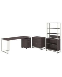 kathy ireland Office by Bush Business Furniture Method 72inW Table Desk With File Cabinets And Bookcase, Storm Gray, Standard Delivery