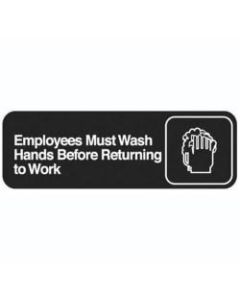 Vollrath Employee Hand Wash Sign, 3in x 9in, Black/White