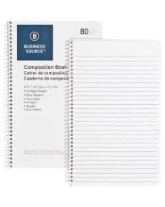 Business Source College Ruled Composition Books - 80 Sheets - Wire Bound - 16 lb Basis Weight - 6in x 9 1/2in - White Paper - Stiff-back - 1Each