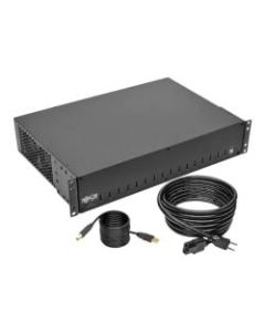 Tripp Lite 16-Port USB Charging Station Hub w/ Syncing, 5V 40A (200W) USB Charger Output, 2U Rack-Mount - Charging station - 200 Watt - 40 A - 16 output connectors (16 x 4 pin USB Type A) - black