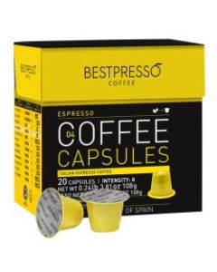 Bestpresso Single-Serve Coffee Freshpacks, Espresso, Variety Pack, Carton Of 120, 6 x 20 Per Box