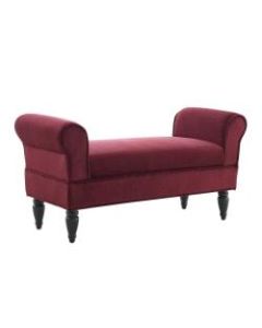 Linon Austin Rolled Arm Bench, 23inH x 45-3/16inW x 17-1/2inD, Berry/Dark Mahogany