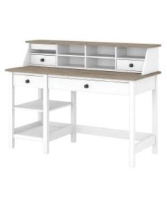 Bush Furniture Mayfield 54inW Computer Desk With Shelves And Desktop Organizer, Pure White/Shiplap Gray, Standard Delivery
