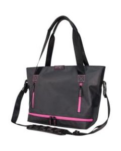 Crescent Moon ME-CMTS18 Carrying Case (Tote) Classroom Supplies, Yoga Kit, Gym, Smartphone, Key, Wallet, Accessories, Shoes, Clothes, Towel - Black, Violet - Faux Leather Handle, Nylon Strap - Handle, Shoulder Strap