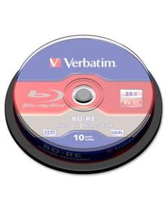 Verbatim BD-RE 25GB 2X with Branded Surface - 10pk Spindle Box - 25GB - 10pk Spindle