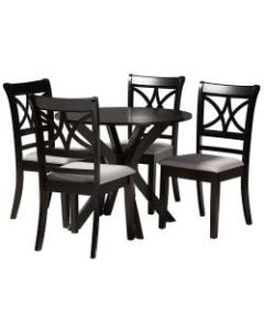Baxton Studio Julia Dining Set, 29-15/16inH x 35-7/16inW x 35-7/16inD, Gray/Dark Brown