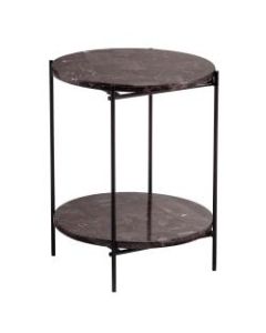 SEI Fostonly Round Marble Side Table, 23-1/4inH x 19-1/2inW x 19-1/2inD, Gray/Black