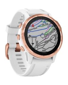 Garmin f&Auml;nix 6S Pro GPS Watch - Wrist - Touchscreen - Bluetooth - Wireless LAN - GPS - 480 Hour - Round - 1.65in - Rose Gold Case - White Band - Glass Lens - Fiber Reinforced Polymer, Metal