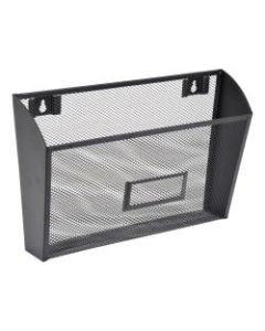 Lorell Mesh Single Wall Pockets, 8-3/8inH x 14inW x 3-3/8inD, Letter Size, Black, Carton Of 4 Pockets