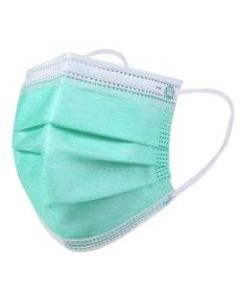 Kata 3-Ply Pleated Disposable Childrens Face Masks, One Size, Green, Box Of 50 Masks