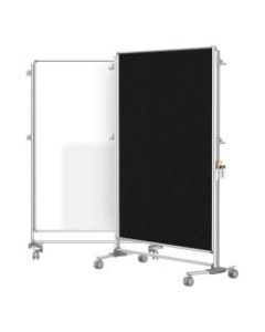 Ghent Nexus Partition Double-Sided Mobile Magnetic Whiteboard/Bulletin Board, 65in x 46 1/4in, Black Fabric/Silver Aluminum Frame