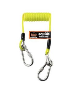 Ergodyne Squids 3130S Coiled Cable Lanyards, 2 Lb, 6-1/2in, Lime, Pack Of 6 Lanyards