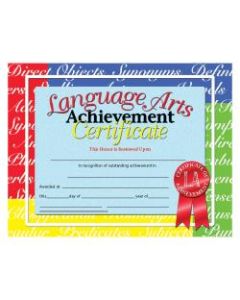 Hayes Language Arts Achievement Certificates, 8 1/2in x 11in, Multicolor, 30 Certificate Per Pack, Bundle Of 6 Packs
