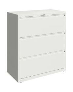 Lorell 36inW Lateral 3-Drawer File Cabinet, Metal, White