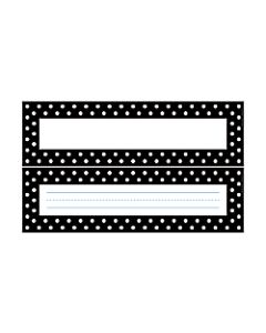 Barker Creek Single-Sided Desk Tags/Bulletin Board Signs, 12in x 3 1/2in, Black-And-White Dots, Pre-K To Grade 6, Pack Of 36