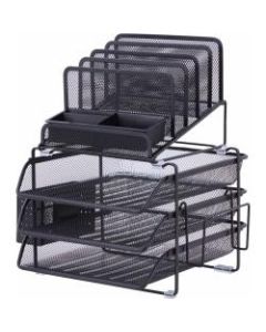 Lorell Mesh 4-Tier Desk Organizer, Black