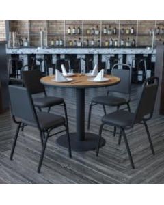 Flash Furniture Round Table With 4 Banquet Chairs, 30in x 36in, Walnut/Black