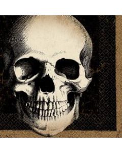 Amscan Halloween Boneyard 2-Ply Beverage Napkins, 5in x 5in, Black, Pack Of 125 Napkins