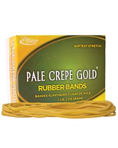 Alliance Pale Crepe Gold Rubber Bands In 1/4-Lb Box, #117B, 7in x 1/8in, Box Of 75
