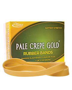 Alliance Pale Crepe Gold Rubber Bands In 1/4-Lb Box, #107, 7in x 5/8in, Box Of 15