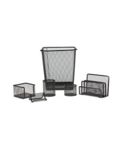 Mind Reader 6-Piece Mesh Desk Organizer Set With Trash Can, Black