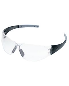 Crews Checkmate 2 Safety Glasses, Smoke/Silver Temple, Clear Anti-Fog Lenses