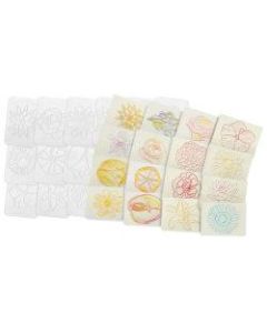 Roylco Plastic Rubbing Plates, 4-1/2in x 6-1/2in, Flowers, 16 Plates Per Pack, Set Of 2 Packs