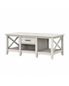 Bush Furniture Key West Coffee Table With Storage, Linen White Oak, Standard Delivery
