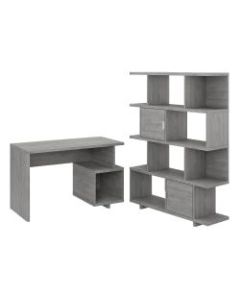 kathy ireland Home by Bush Furniture Madison Avenue 48inW Writing Desk With Etagere Bookcase, Modern Gray, Standard Delivery
