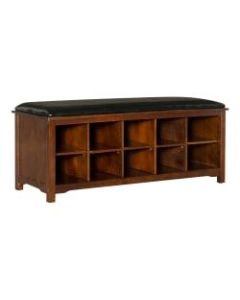 Linon Home Decor Products Fairfield Padded Bench With Storage, Dark Walnut/Dark Brown