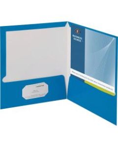 Business Source Letter Pocket Folder - 8 1/2in x 11in - 100 Sheet Capacity - 2 Internal Pocket(s) - Blue - 25 / Box