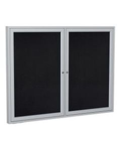 Ghent 2-Door Enclosed Recycled Rubber Bulletin Board, 48in x 60in, Black Satin Aluminum Frame