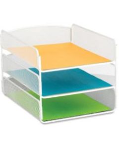 Safco Onyx Letter Tray - 3 Compartment(s) - 3 Tier(s) - 8in Height x 9.3in Width x 11.8in Depth - Desktop - White - Steel - 1 Each