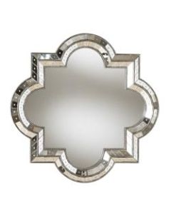 Baxton Studio Art Deco Quatrefoil Accent Wall Mirror, 34in x 34in, Antique Silver
