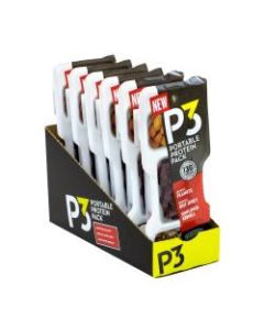 P3 Chipotle Peanuts, Original Beef Jerky And Sunflower Kernels Portable Protein Pack, 1.8 Oz, Box Of 6 Packs