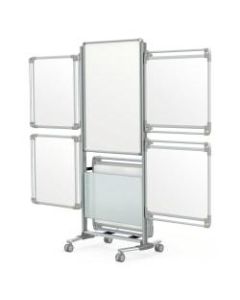 Ghent Nexus Mobile 2-Sided Magnetic Dry-Erase Whiteboard With Tablet Storage, 76 1/8in x 32 5/8in x 25 1/8in Steel Frame With Silver Finish