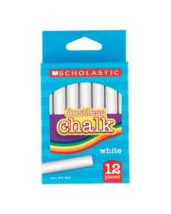 Scholastic Dustless Chalk, White, Pack Of 12 Sticks